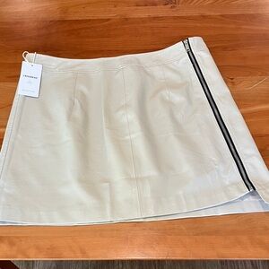 Crisrexo Cream Asymmetrical Faux Leather Mini Skirt NWT